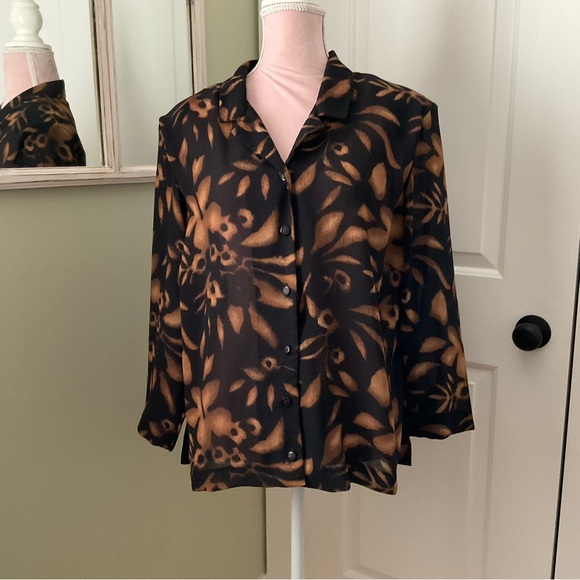 PENNINGTONS, WOMEN BOTANICAL PATTERN SHEER BLOUSE, SIZE: L/G - Picture 11 of 11